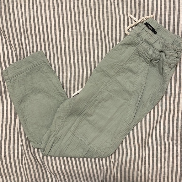Bassike Herringbone Utility Pants In Sage Green - Picture 8 of 13